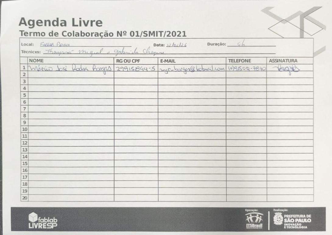 Lista de Agenda Livre 12/02/2026